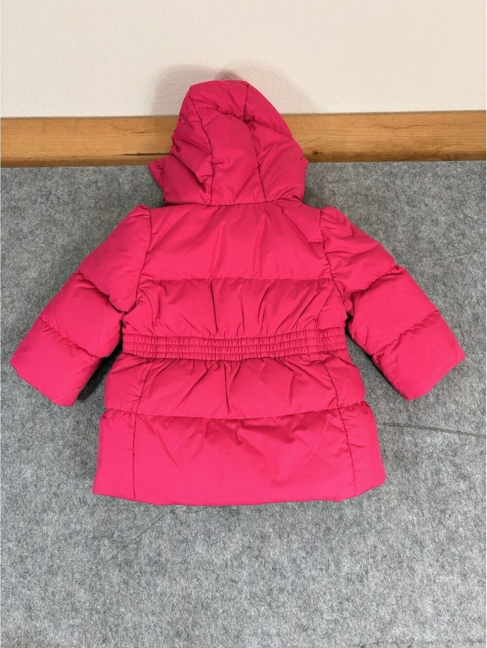 Ralph Lauren Polo Girls Baby Puffer Hooded Peplum Jacket Coat Size 9 Months Pink